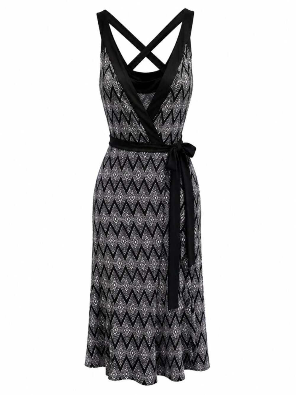 💖 2/40 Banana Republic Black & White Halter Wrap Midi Dress Size S